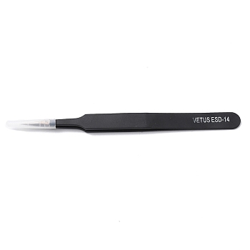 Spray Painted 201 Stainless Steel Beading Tweezers, Straight & Pointed Tip, Black, 12.8x0.95cm