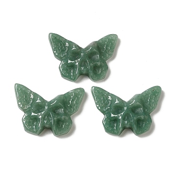 Natural Green Aventurine Pendants, Butterfly Charms with Engraved Skull, 25.5~26x37x7~9mm, Hole: 1.5~1.6mm