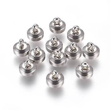 201 Stainless Steel Bead Cap Bails, Flat Round, Stainless Steel Color, 6x6mm, Hole: 2mm