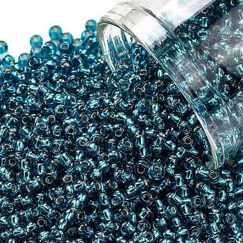 TOHO Round Seed Beads, Japanese Seed Beads, (23BD) Aqua Silver Lined, 11/0, 2.2mm, Hole: 0.8mm, about 1103pcs/10g