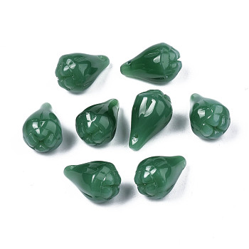 Imitation Jade Glass Pendants, Flower Bud, Sea Green, 10x17mm, Hole: 0.9mm