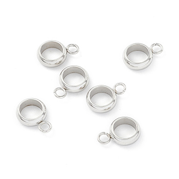 201 Stainless Steel Tube Bails, Loop Bails, Ring Bail Beads, Stainless Steel Color, 10x7x2.5mm, Hole: 1.6mm