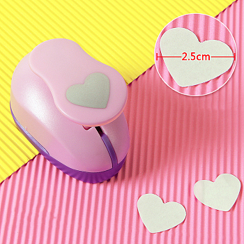 Plastic Paper Craft Hole Punches, Paper Puncher for DIY Paper Cutter Crafts & Scrapbooking, Random Color, Heart Pattern, 70x40x60mm