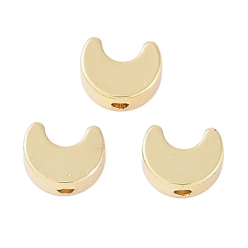 Brass Beads, Long-Lasting Plated, Moon, Real 18K Gold Plated, 5.4x6.9x3mm, Hole: 1mm