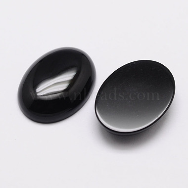 Oval Natural Black Agate Cabochons(G-K020-18x13mm-01)-2