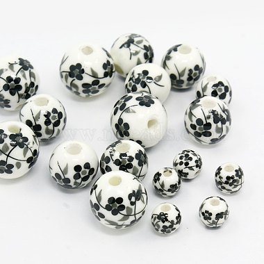 6mm Black Round Porcelain Beads