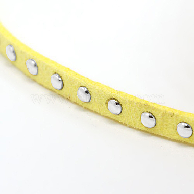 Silver Aluminum Studded Faux Suede Cord(LW-D004-08-S)-2