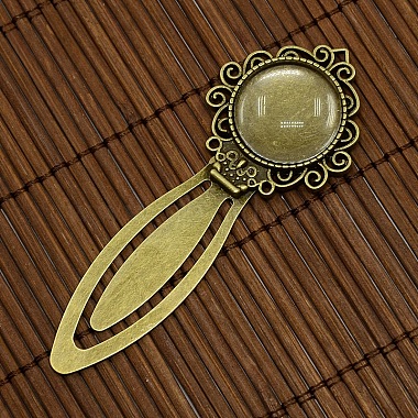 20mm Clear Domed Glass Cabochon Cover for Antique Bronze DIY Alloy Portrait Bookmark Making(DIY-X0125-AB-NR)-2