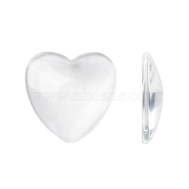 25mm Clear Heart Glass Cabochons