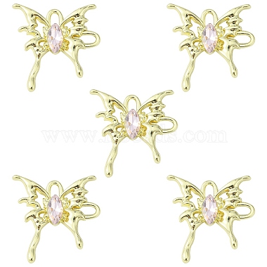 Golden Pearl Pink Butterfly Alloy+Glass Links