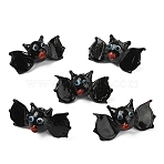 Handmade Lampwork Beads, Bat Shape, Black, 15x26x12mm, Hole: 1.2mm(LAMP-YW0001-53)