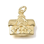 Brass Pendants, House Charms, Cadmium Free & Lead Free, Rack Plating, Long-Lasting Plated, Real 18K Gold Plated, 16x15.5x4.5mm, Hole: 3mm(KK-CBAEEA8-18G)