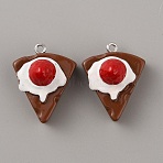 Opaque Resin Pendants, with Platinum Tone Iron Loops, Strawberry Cake Charms, Saddle Brown, 27.5x21.5x19.5mm, Hole: 2mm(RESI-CJC0020-20E)