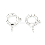 Brass Spring Ring Clasps, Long-Lasting Plated, Lead Free & Cadmium Free, Rack Plating, 925 Sterling Silver Plated, 10x8.5x3mm, Hole: 1.5mm(KK-H532-24B-S)