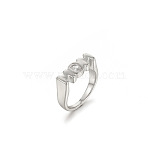 Mother's Day 304 Stainless Steel Pave Clear Single Cubic Zirconia Finger Rings, Word MOM, Stainless Steel Color, US Size 7(17.3mm)(FS-WGF3E38-03)