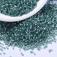MIYUKI Delica Beads, Cylinder, Japanese Seed Beads, 11/0, (DB1870) Silk Inside Dyed Emerald AB, 1.3x1.6mm, Hole: 0.8mm, about 2000pcs/10g(X-SEED-J020-DB1870)