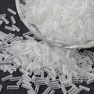 Transparent Glass Bugle Beads, Round Hole, Clear, 6~7x1.5~2mm, Hole: 0.5mm, about 12500pcs/bag(SEED-K001-D05-1)