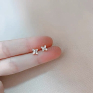 Alloy Earrings for Women, with 925 Sterling Silver Pin, Flower, 10mm(FS-WG98937-99)