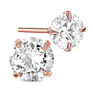 SHEGRACE 925 Sterling Silver Ear Studs, with AAA Cubic Zirconia, Clear, 8mm(JE536A-06)