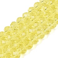 Glass Beads Strands, Faceted, Rondelle, Yellow, 8x6mm, Hole: 1mm, about 64~65pcs/strand, 15.75~16.14 inch(40~41cm)(EGLA-A044-T8mm-D29)