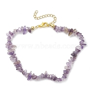 Natural Amethyst Anklets, with Alloy Findings, Jewely for Women, 9 inch(22.8cm)(AJEW-AN00592-12)