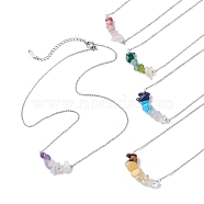 Gradient Color Gemstone Chip Pendant Necklaces, 304 Stainless Steel Cable Chain Necklaces, Stainless Steel Color, 16.73~17.13 inch(42.5~43.5cm)(NJEW-JN05073)