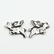 Alloy Pendants, Cadmium Free & Lead Free, Flying Pig, Antique Silver, 15x10x3mm, Hole: 2mm(X-PALLOY-A15501-N)