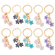 10Pcs 5 colors Cute Enamel Keychain, Colorful Sakura Flower Keychain, for Women Girls Handbag Accessories, Mixed Color, 74mm, 2pcs/color(KEYC-DC0001-03)