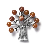 Resin Imitation Agate Tree Brooches, Antique Silver Plated Zinc Alloy Pins, Sienna, 54x52x14.5mm(JEWB-M033-01AS-01)