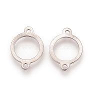 201 Stainless Steel Links, Open Back Bezels, For DIY UV Resin, Epoxy Resin, Pressed Flower Jewelry, Ring, Stainless Steel Color, Tray: about 12mm, 18x13x1mm, Hole: 1.5mm(STAS-S057-28)