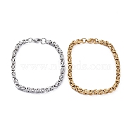 Unisex 201 Stainless Steel Byzantine Chain Bracelets, with Lobster Claw Clasps, Mixed Color, 8 inch(20.3cm), 4mm(BJEW-E372-01D)