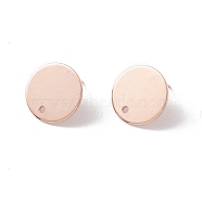 201 Stainless Steel Stud Earring Findings, with 316 Surgical Stainless Steel Pins and Hole, Flat Round, Real Rose Gold Plated, 15mm, Hole: 1.6mm, Pin: 0.7mm(STAS-P308-09C-RG)