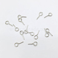 Iron Eye Pin Peg Bails, For Half Drilled Beads, Silver Color Plated, 7~8.5x0.7mm, Hole: 1.2mm, Pin: 0.7mm, about 10000pcs/bag(IFIN-R227-0.7x7-S)