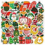 50Pcs Christmas Theme Cartoon Paper Stickers, Self-Adhesive Decals, for Water Bottles Laptop Phone Skateboard Decoration, Mixed Color, 36~60x31~58x0.3mm(DIY-P085-12)