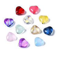 Transparent Glass Beads, Heart, Mixed Color, 7.5x8x4.5mm, Hole: 0.9mm(GGLA-S054-012)