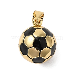 Rack Plating Brass Pendants, Cadmium Free & Lead Free, Long-Lasting Plated, Football Charm, Real 18K Gold Plated, 16x13mm, Hole: 4x3.5mm(KK-P279-03G)