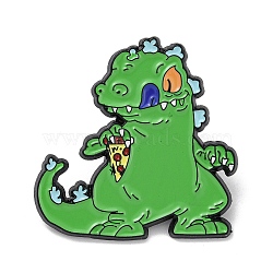 Dinosaur Alloy Enamel Brooch, for Men and Women, Lime Green, 35x35x1.5mm(JEWB-C023-07EB)