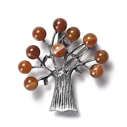 Resin Imitation Agate Tree Brooches, Antique Silver Plated Zinc Alloy Pins, Sienna, 54x52x14.5mm(JEWB-M033-01AS-01)