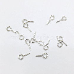 Iron Eye Pin Peg Bails, For Half Drilled Beads, Silver Color Plated, 7~8.5x0.7mm, Hole: 1.2mm, Pin: 0.7mm, about 10000pcs/bag(IFIN-R227-0.7x7-S)