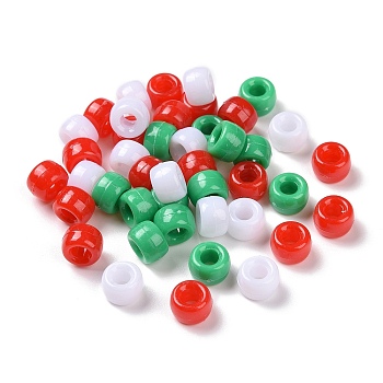 Christmas Theme Opaque Acrylic Beads, Rondelle, Mixed Color, 9x6x6mm, Hole: 3.7mm, about 1900pcs/500g