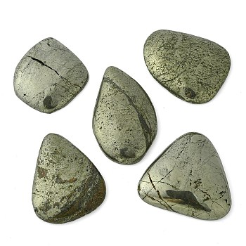 Natural Pyrite Flat Back Cabochons, Mixed Shapes, 38~57x34~48x7~8.5mm
