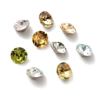 Faceted K9 Glass Rhinestone Cabochons, Pointed Back & Back Plated, Diamond, Mixed Color, 4x3mm
