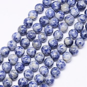 Natural Blue Spot Jasper Bead Strands, Round, 8mm, Hole: 1mm, about 50pcs/strand, 15.74 inch
