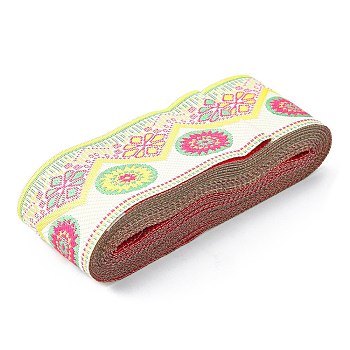 Embroidery Polyester Ribbons, Jacquard Ribbon, Garment Accessories, Floral Pattern, Misty Rose, 2 inch(50mm), 7m/roll