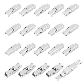 20Pcs Smooth Surface 201 Stainless Steel Watch Band Clasps, Stainless Steel Color, 25x7x6mm, Hole: 5x3mm
