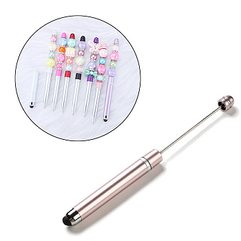 ABS Plastic Touch Screen Stylus, Iron Beadable Pen, for DIY Personalized Pen with Jewelry Bead, Misty Rose, 148x10mm