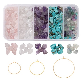 DIY Earrings Making Kits, Including 316 Surgical Stainless Steel Wine Glass Charms Rings, Natural & Synthetic Mixed Gemstone Chip Beads, Mixed Color, Gemstone Chip Beads:  5~8x5~8mm, Hole: 1mm, 75g/set