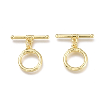 Brass Toggle Clasps, with Jump Rings, Long-Lasting Plated, Ring, Real 18K Gold Plated, Bar: 20x5x2mm, Hole: 1.2mm, Ring: 15x12x1.5mm, Hole: 1.2mm