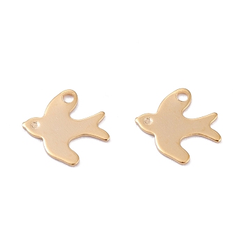 201 Stainless Steel Charms, Laser Cut, Swallow, Real 18k Gold Plated, 11.5x12x0.5mm, Hole: 1.4mm