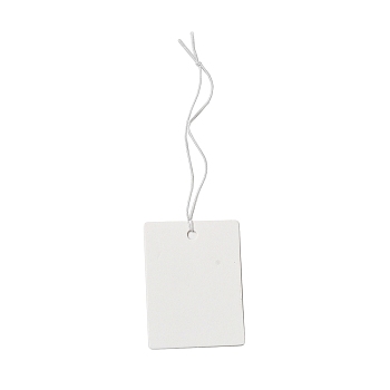 Paper Price Tags, with Elastic Cord, Rectangle, WhiteSmoke, 10~10.5cm, Rectangle: 40x30x0.3mm